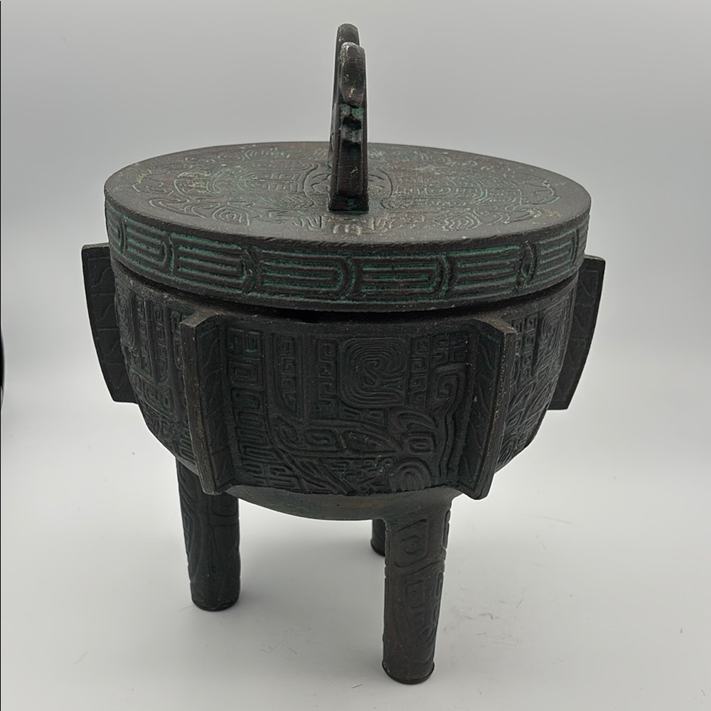 VTG JAMES MONT Verdigris Mid-Century Asian Large ICE BUCKET w/ Liner - Picture 4 of 9